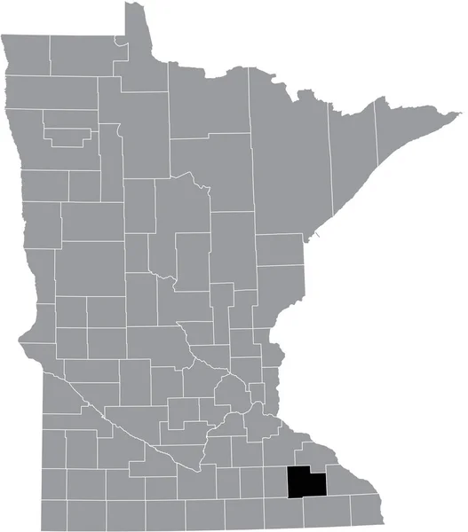 アメリカ合衆国ミネソタ州の灰色の地図の中で最も古い郡の黒いハイライトされた場所の地図 — ストックベクタ