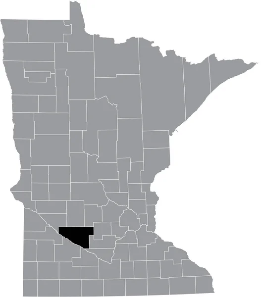 ミネソタ州の連邦州の灰色の地図の中のレンビル郡の黒いハイライトされた場所の地図 — ストックベクタ
