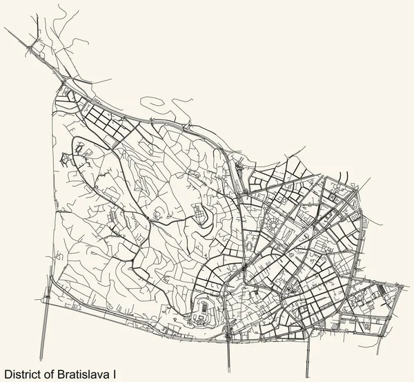 Navegação Detalhada Mapa Das Estradas Urbanas Rua Fundo Bege Vintage —  Vetores de Stock