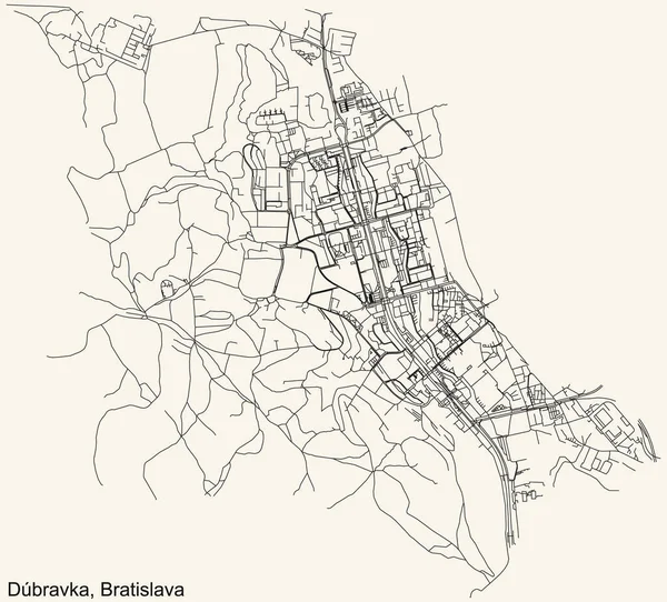 Detaillierte Navigation Stadtplan Auf Beigem Hintergrund Des Bratislavaer Viertels Dbravka — Stockvektor