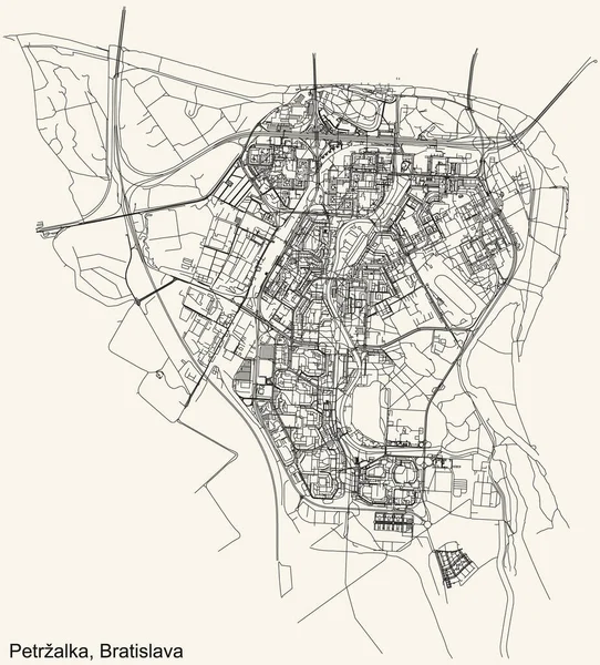 Navegação Detalhada Mapa Das Estradas Urbanas Rua Fundo Bege Vintage —  Vetores de Stock