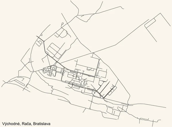 Detaillierte Navigation Stadtplan Auf Beigem Hintergrund Des Bratislavaer Viertels Vchodn — Stockvektor