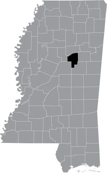 Zwart Gemarkeerde Kaart Van Locatie Van Choctaw County Grijze Kaart — Stockvector