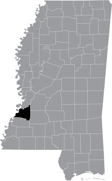 Zwart Gemarkeerde Kaart Van Locatie Van Claiborne County Grijze Kaart — Stockvector