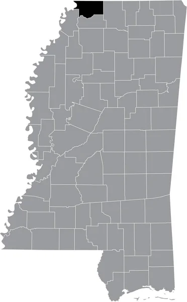 Zwart Gemarkeerde Kaart Van Locatie Van Desoto County Grijze Kaart — Stockvector