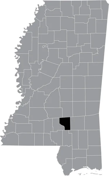 Mappa Dettagliata Nera Della Contea Covington All Interno Della Mappa — Vettoriale Stock