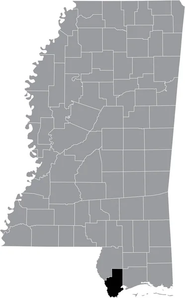 Zwart Gemarkeerde Kaart Van Locatie Van Hancock County Grijze Kaart — Stockvector