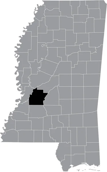 Zwart Gemarkeerde Kaart Van Locatie Van Hinds County Grijze Kaart — Stockvector