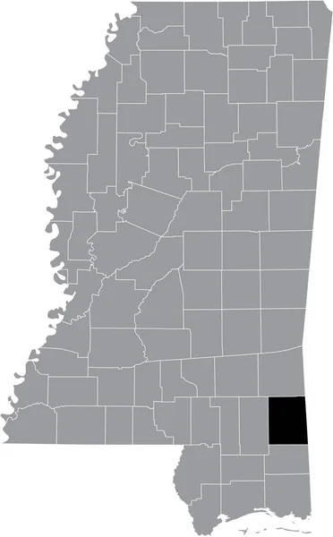 美国密西西比联邦州内的格林县灰色地图上的黑色醒目位置图 — 图库矢量图片