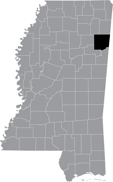 Abd Mississippi Federal Eyaleti Nin Gri Haritasında Monroe County Nin — Stok Vektör