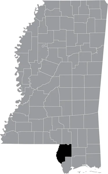 美国密西西比联邦州灰色地图内珍珠河县位图 — 图库矢量图片