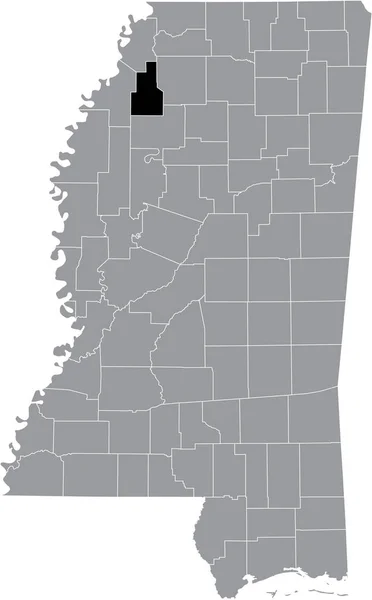 Abd Nin Mississippi Eyaletinin Gri Haritasında Quitman County Nin Siyah — Stok Vektör