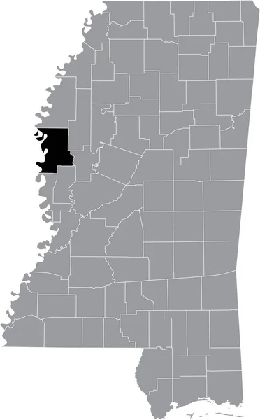Mississippi Federal Eyaleti Nin Gri Haritası Içinde Washington County Nin — Stok Vektör