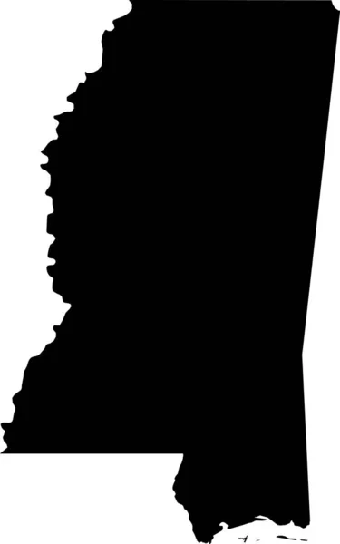 Semplice Mappa Vettoriale Nera Dello Stato Federale Del Mississippi Usa — Vettoriale Stock