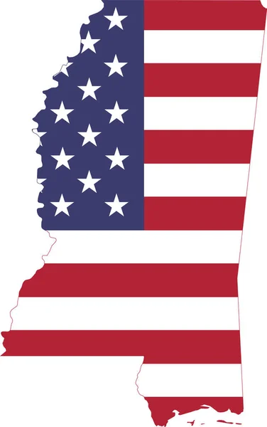 Mapa Bandeira Simples Plana Dos Estados Unidos Estado Federal Mississippi — Vetor de Stock