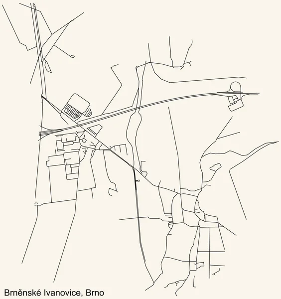 Navegación Detallada Calle Urbana Mapa Carreteras Vintage Beige Fondo Brnnsk — Vector de stock