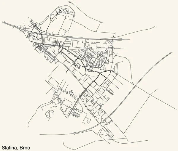 Detaljerad Navigering Urban Street Roads Karta Vintage Beige Bakgrund Brnnsk — Stock vektor