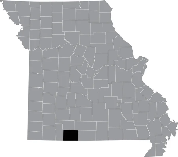 Czarna Mapa Lokalizacji Hrabstwa Taney Szarej Mapie Stanu Missouri Usa — Wektor stockowy