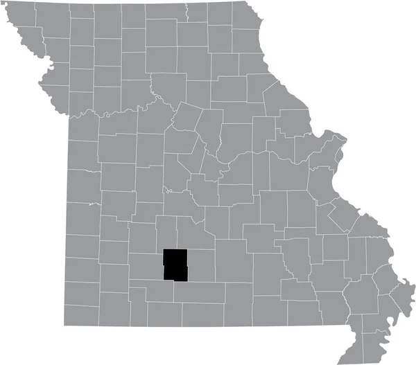 Abd Nin Missouri Eyaletinin Gri Haritasında Webster County Nin Siyah — Stok Vektör