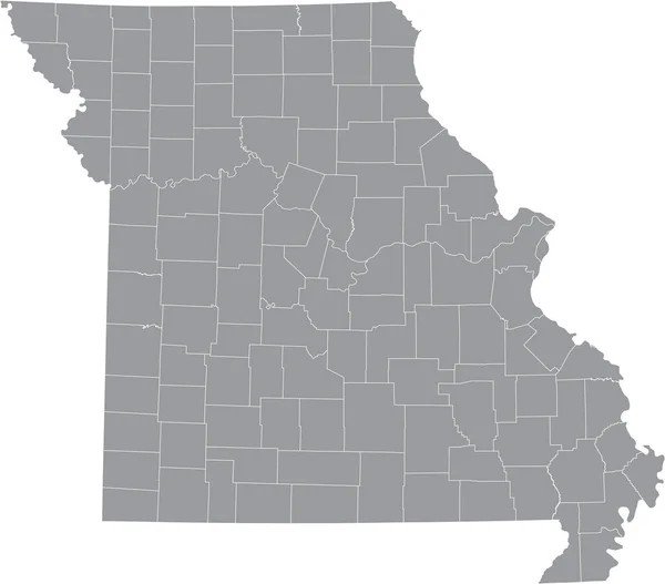 Mapa Vetorial Cinzento Estado Federal Missouri Eua Com Fronteiras Brancas —  Vetores de Stock