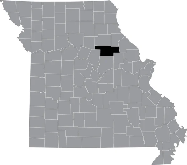 米国ミズーリ州の灰色の地図の中のオードレイン郡の黒いハイライトされた場所 — ストックベクタ