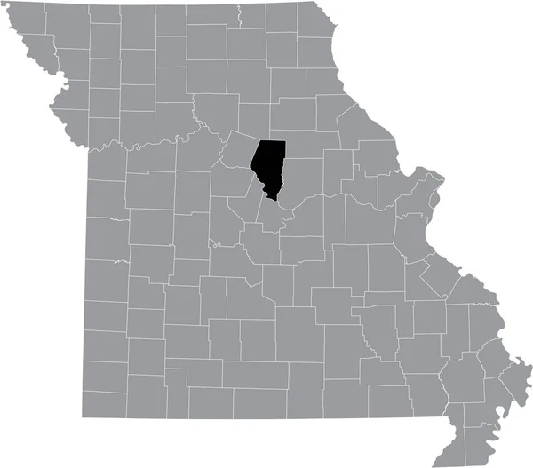 アメリカ合衆国ミズーリ州の灰色の地図の中のブーン郡の黒いハイライトされた場所の地図 — ストックベクタ