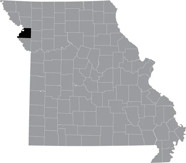 Abd Nin Missouri Eyaletinin Gri Haritasında Buchanan Lçesinin Siyah Işaretli — Stok Vektör