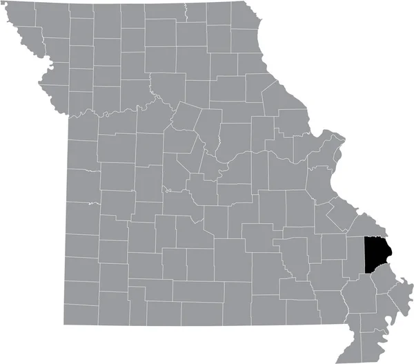 Zwart Gemarkeerde Kaart Van Locatie Van Cape Girardeau County Grijze — Stockvector