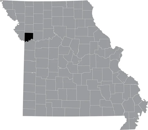 美国密苏里州内粘土县灰色地图的黑色突出显示位置图 — 图库矢量图片