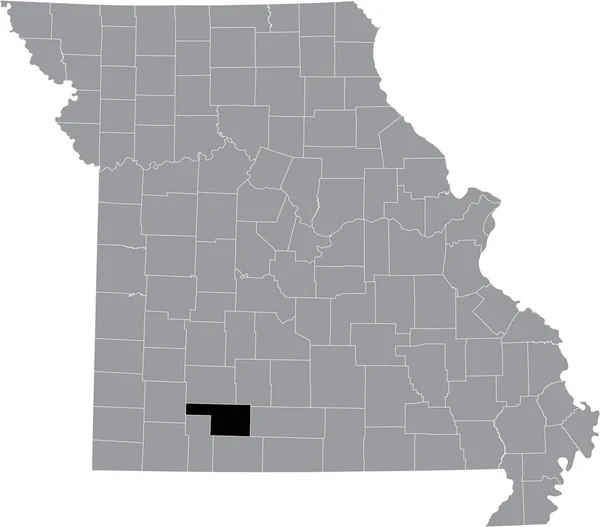 Zwart Gemarkeerde Kaart Van Locatie Van Christian County Grijze Kaart — Stockvector