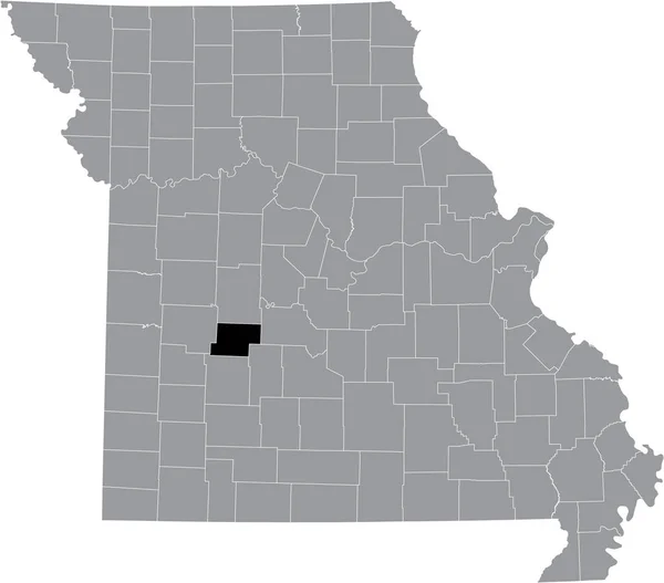 Svart Markerad Plats Karta Över Hickory County Inuti Grå Karta — Stock vektor
