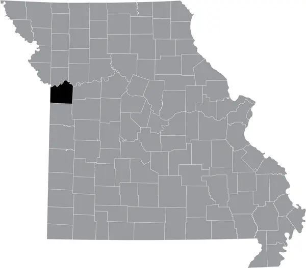 Missouri Federal Eyaleti Nin Gri Haritasında Jackson County Nin Siyah — Stok Vektör