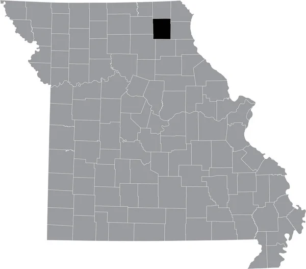 アメリカ合衆国ミズーリ州の灰色の地図の中のノックス郡の黒いハイライトされた場所 — ストックベクタ