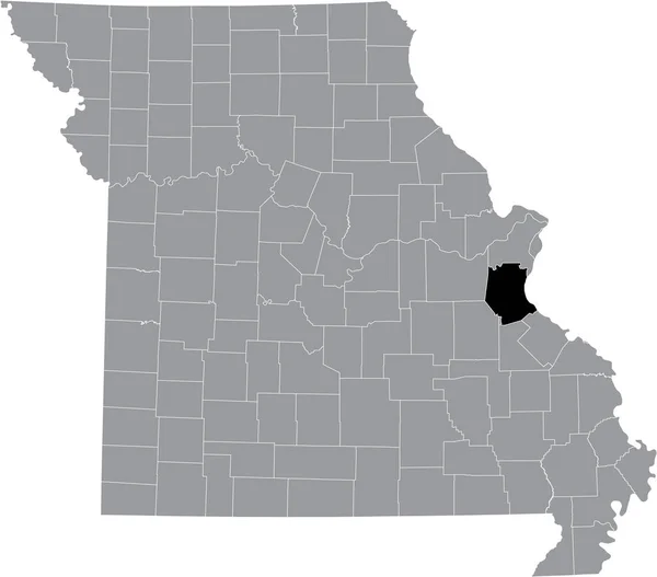 Abd Nin Missouri Eyaletinin Gri Haritasında Jefferson County Nin Siyah — Stok Vektör