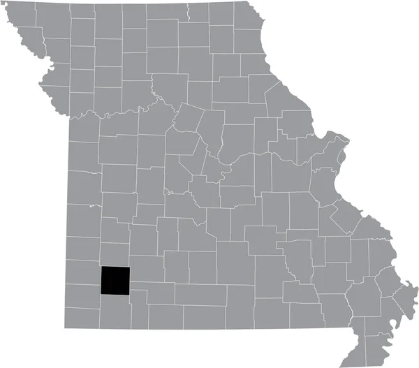 Карта Местонахождения Округа Лоуренс Серой Карте Федерального Штата Миссури Сша — стоковый вектор