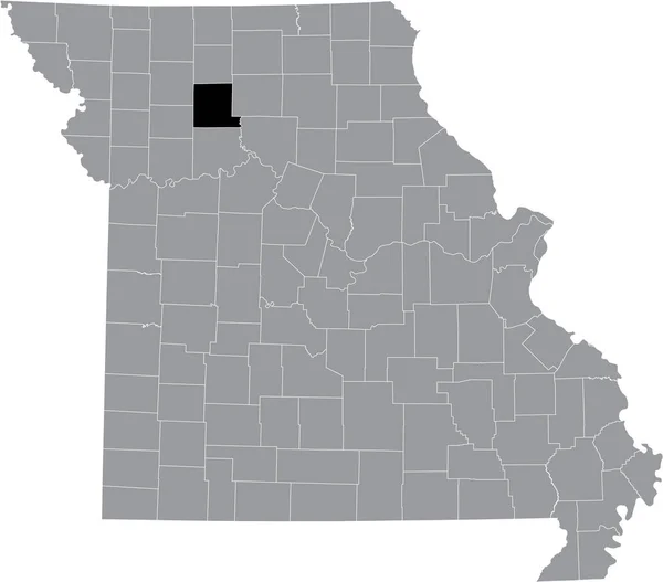 Czarna Mapa Lokalizacji Hrabstwa Livingston Szarej Mapie Stanu Missouri Usa — Wektor stockowy