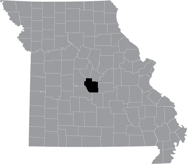 美国密苏里州密勒县内灰色地图上的黑色凸显出的米勒县位置图 — 图库矢量图片