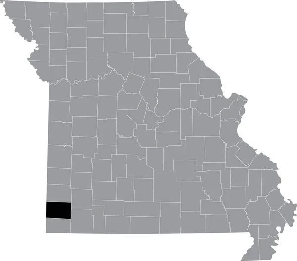 Abd Nin Missouri Eyaletinin Gri Haritasında Newton County Nin Siyah — Stok Vektör