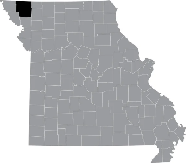 Карта Местонахождения Округа Нодэвэй Серой Карте Федерального Штата Миссури Сша — стоковый вектор