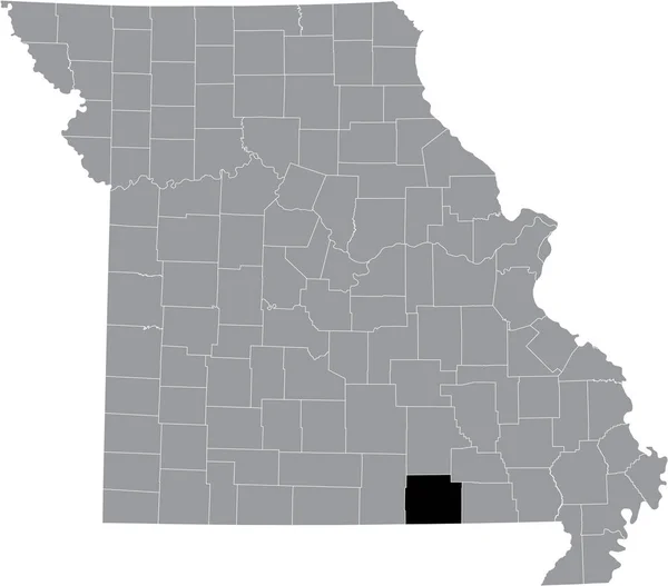 美国密苏里州内俄勒冈州灰色地图中的黑色突出显示的位置图 — 图库矢量图片