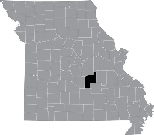 Abd Nin Missouri Eyaletinin Gri Haritasında Phelps County Nin Siyah — Stok Vektör