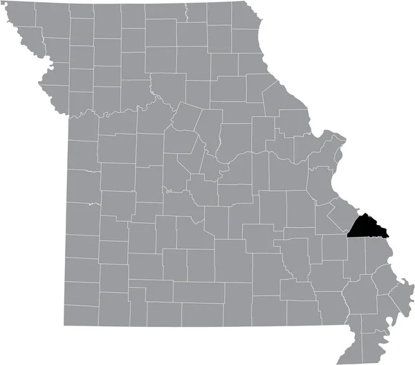 Czarna Mapa Lokalizacji Hrabstwa Perry Szarej Mapie Stanu Missouri Usa — Wektor stockowy