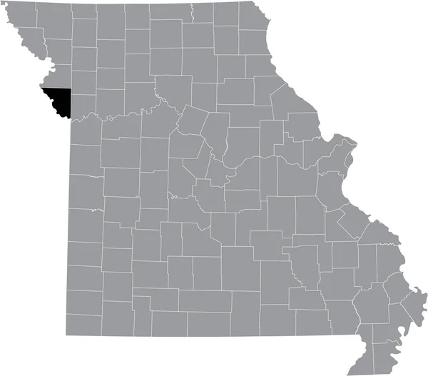 美国密苏里州内的普拉特县灰色地图中的黑色突出显示的位置图 — 图库矢量图片