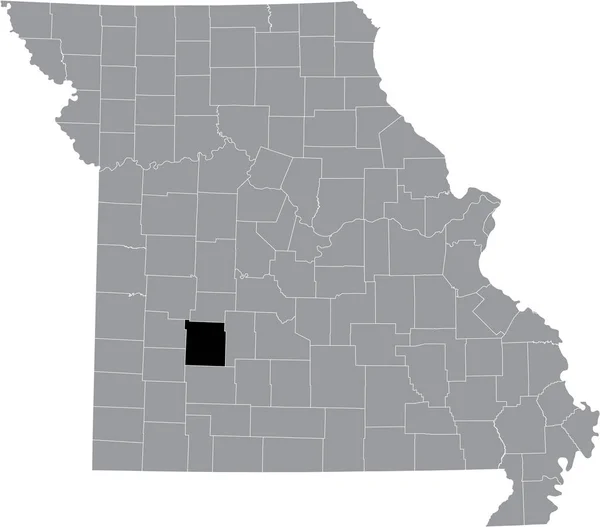 美国密苏里州内波尔克县灰色地图中的黑色突出显示的位置图 — 图库矢量图片
