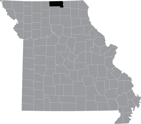 Abd Nin Missouri Eyaletinin Gri Haritasında Putnam County Nin Siyah — Stok Vektör