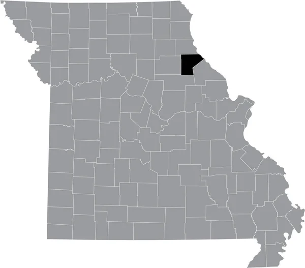 Abd Nin Missouri Eyaletinin Gri Haritasında Ralls County Nin Siyah — Stok Vektör