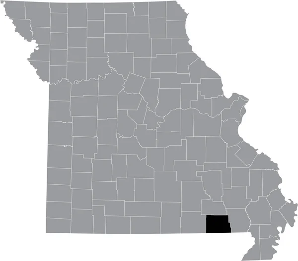 Abd Nin Missouri Eyaletinin Gri Haritasında Ripley County Nin Siyah — Stok Vektör