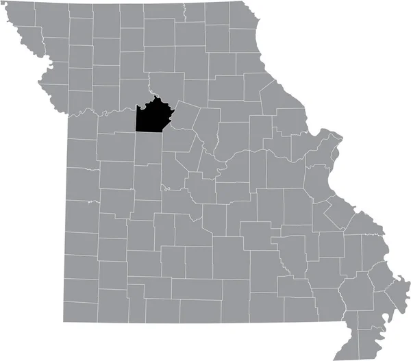 美国密苏里州内萨林县灰色地图内的黑色醒目位置图 — 图库矢量图片