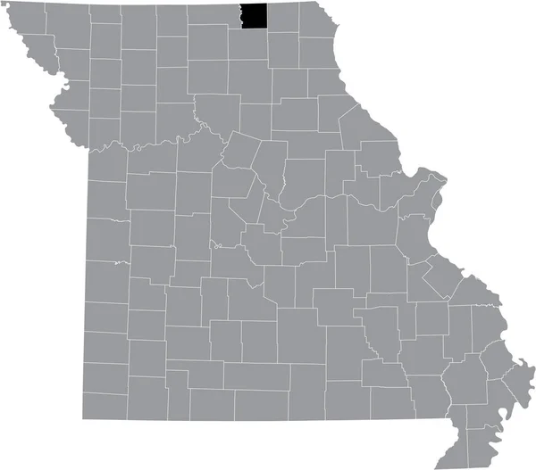 Zwart Gemarkeerde Kaart Van Locatie Van Schuyler County Grijze Kaart — Stockvector