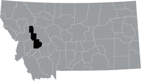 Μαύρο Τονισμένο Χάρτη Θέση Του Powell County Μέσα Γκρι Χάρτη — Διανυσματικό Αρχείο